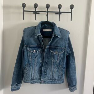 Blue Denim Jacket with Padded Shoulders